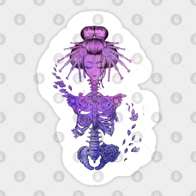 Geisha Skeleton Sticker by ZethTheReaper